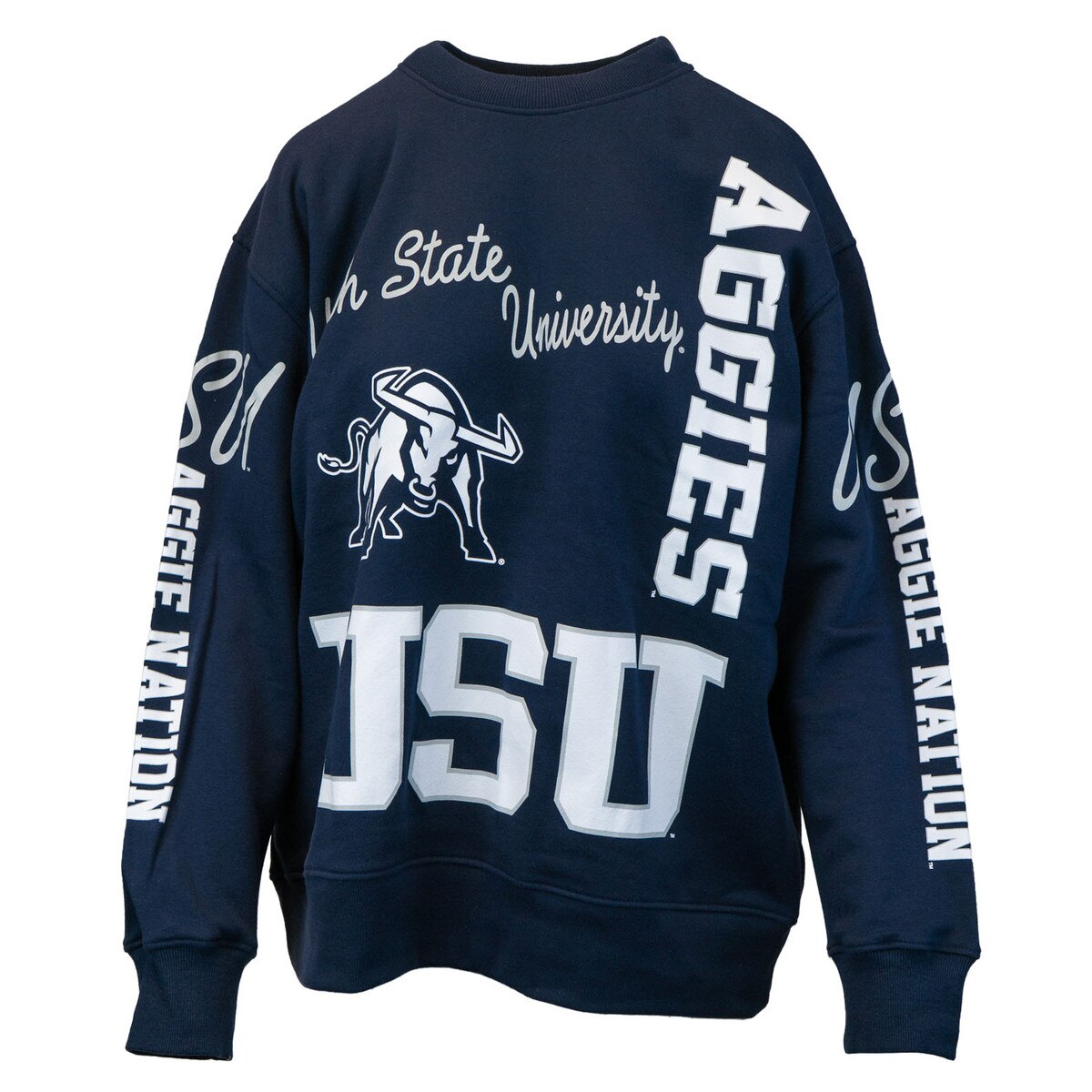 Women's Blue Utah State Crew Sweatshirt with Logos All Over